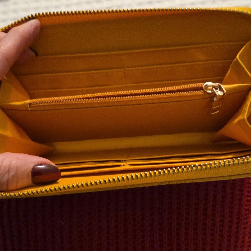 Bebe Mustard Croc-Patterned Wallet - Picture 2 of 3